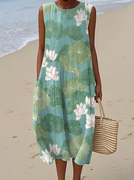 Robe en lin nénuphars