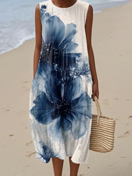 Robe en lin à fleurs aquarelle