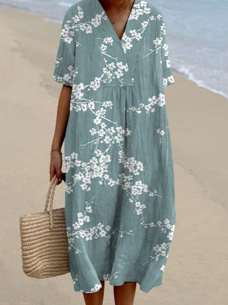 Robe en lin à motif floral