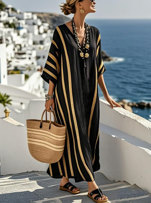 Robe en lin avec des rayures élégantes et chics