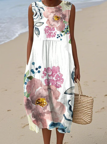 Robe en lin floral artistique
