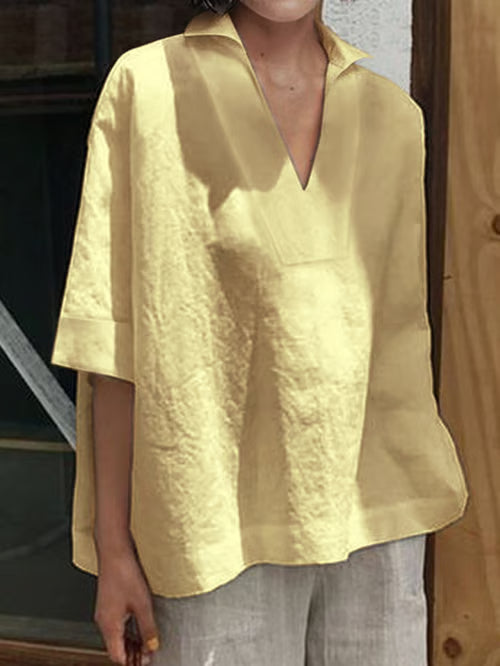 Valeria I chemise boho en lin avec col en V