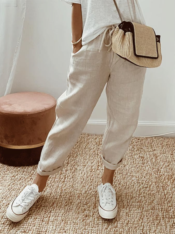 Pantalon décontracté de couleur unie