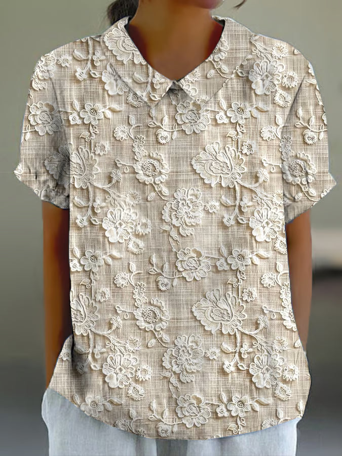 Blouse décontractée en dentelle florale
