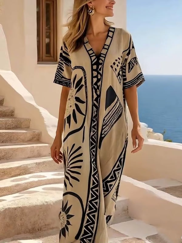 Robe vintage ample imprimée