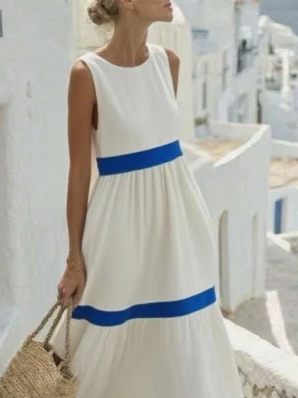 Robe ample sans manches bicolore