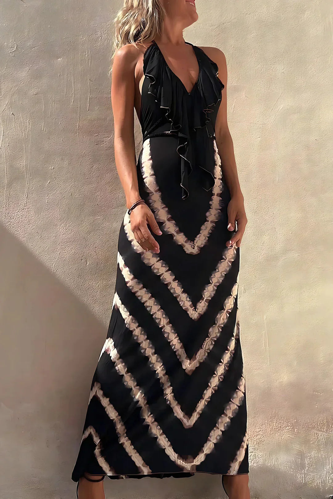 Arlette | Long sleeveless dress with V-neck