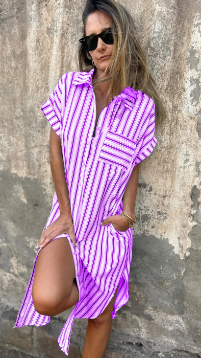 Céleste | Robe Rayée de Plage