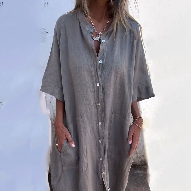 Sofia | Robe Longue Casual en Coton-Lin