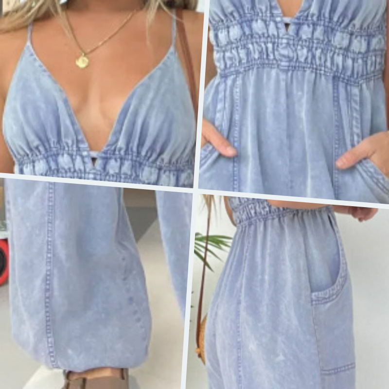 Élisa – Une-Pièce en Denim Chic