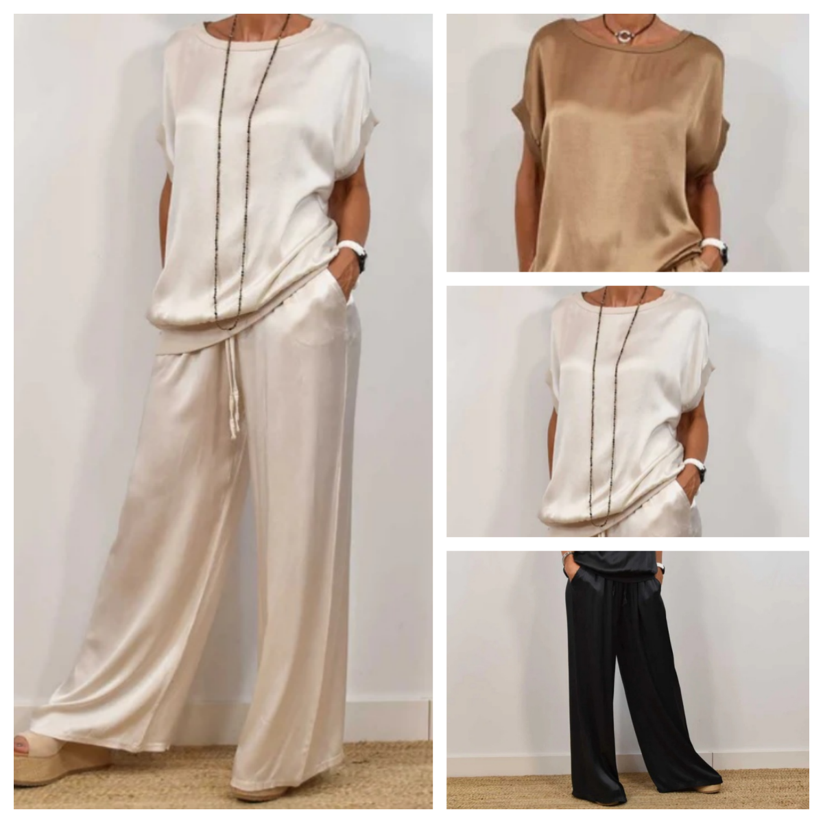 Yvonne I Ensemble en satin 2 pièces pour femme